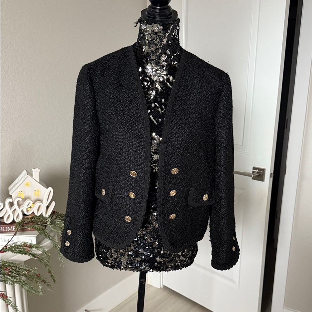 Zara Black Blazer with Gold Buttons